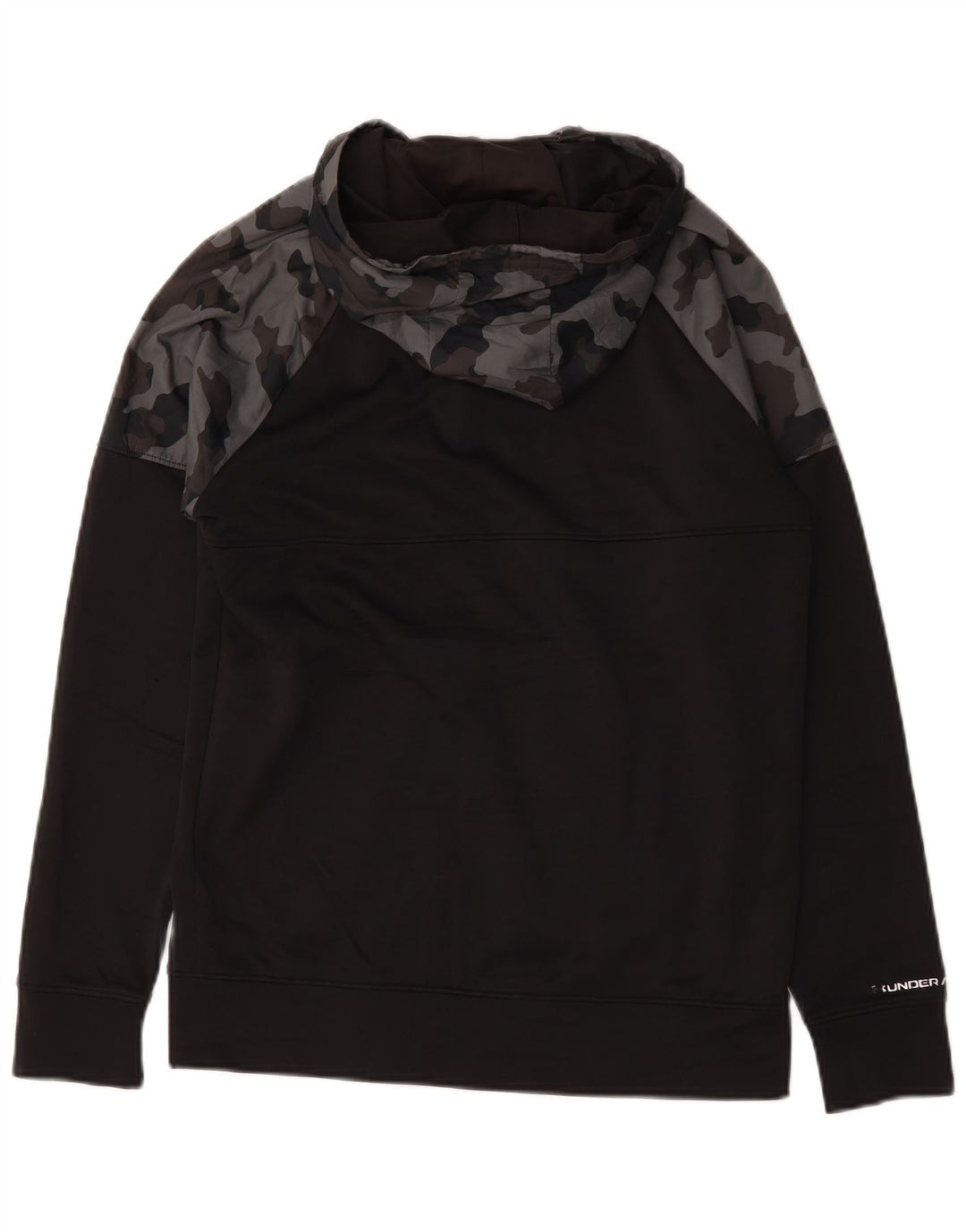 Under Armour Mens Zip Hoodie Sweater Small Black Camouflage Polyester