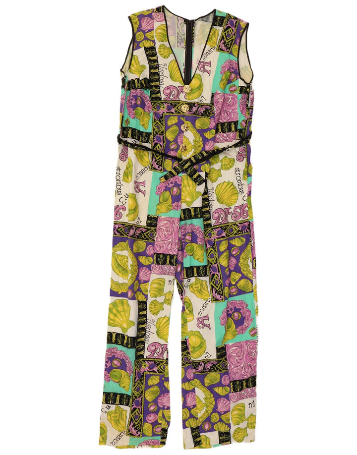 Vintage Womens Graphic Jumpsuit UK 12 Medium Multicoloured Patchwork