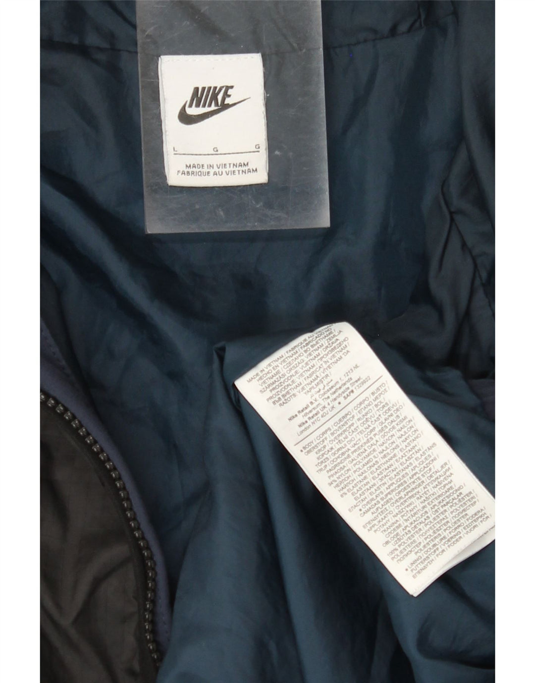 NIKE Mens Graphic Hooded Tracksuit Top Jacket Large Navy Blue Colourblock