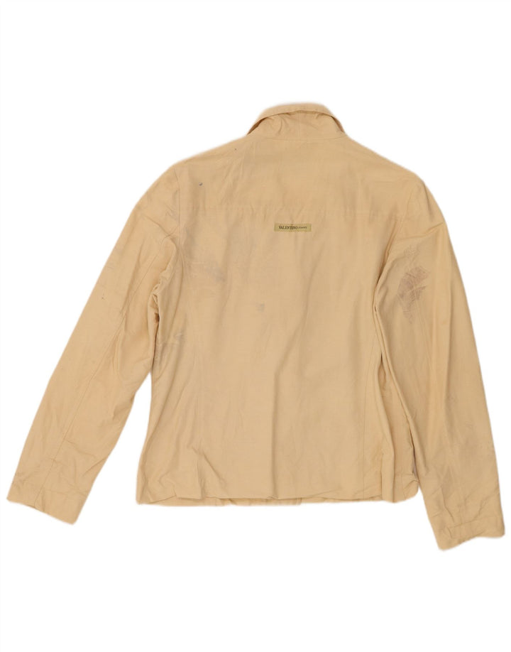 Valentino Womens 3 Button Blazer Jacket IT 40 Small Beige Pinstripe