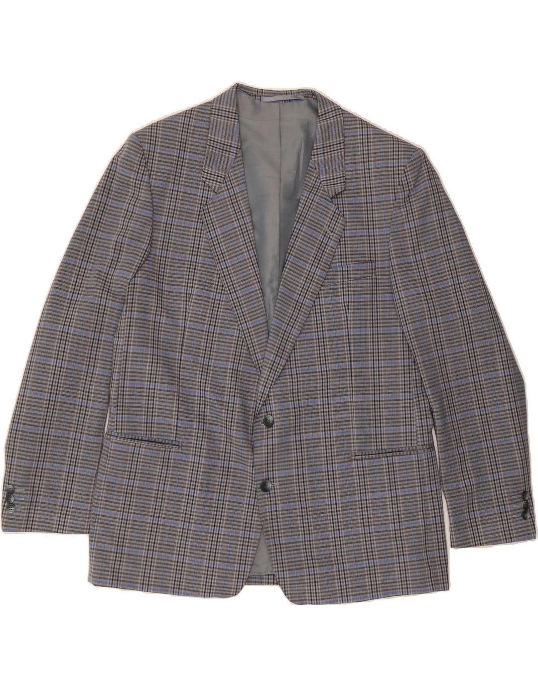 VINTAGE Mens 2 Button Blazer Jacket UK 40 Large Grey Check Vintage Vintage and Second-Hand Vintage from Messina Hembry 