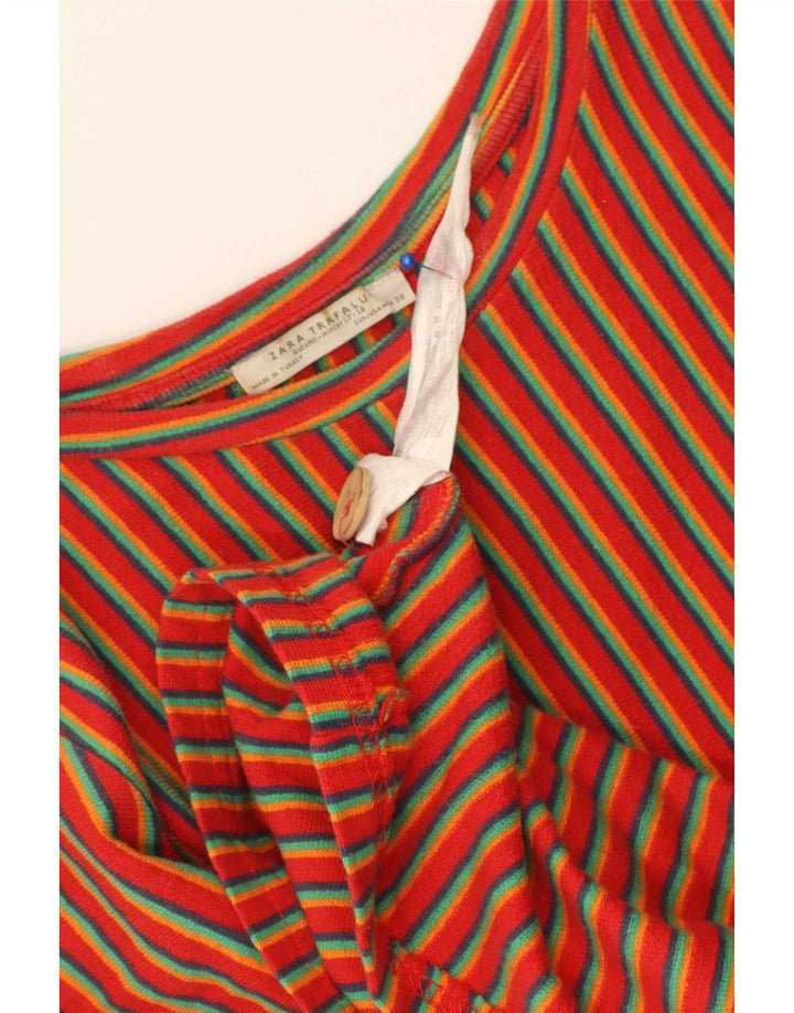 Zara Womens Trafaluc Shift Dress UK 14 Medium Red Striped Cotton