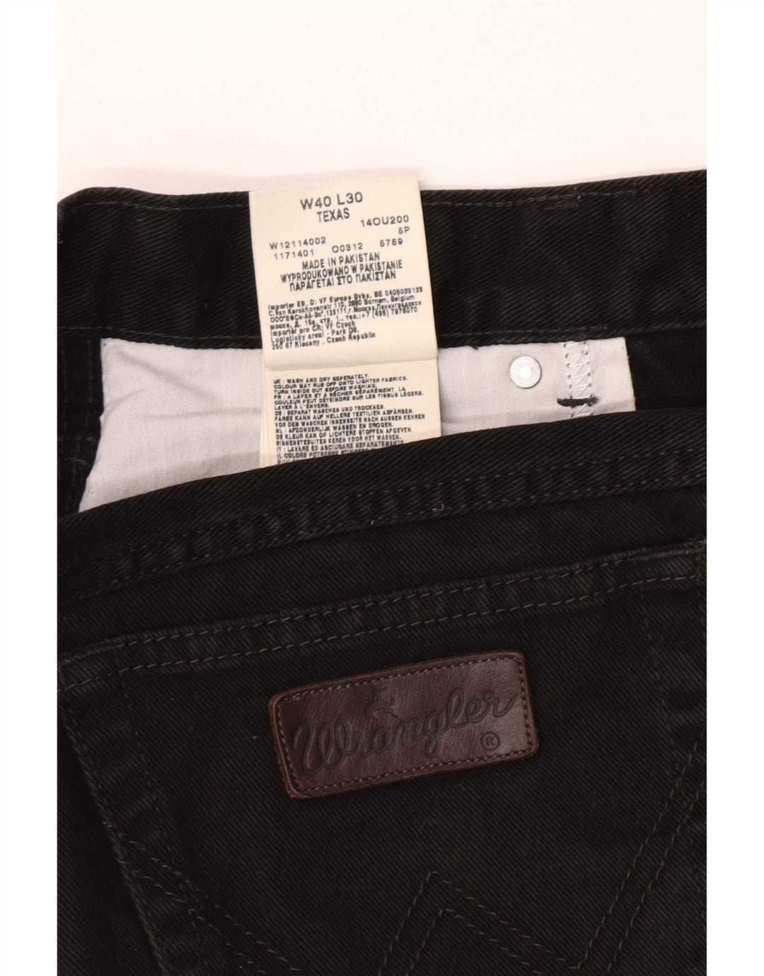 Wrangler Mens Texas Straight Jeans W40 L30 Black Cotton