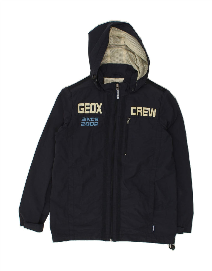 GEOX Boys Graphic Hooded Windbreaker Jacket 9-10 Years Navy Blue Cotton | Vintage Geox | Thrift | Second-Hand Geox | Used Clothing | Messina Hembry 