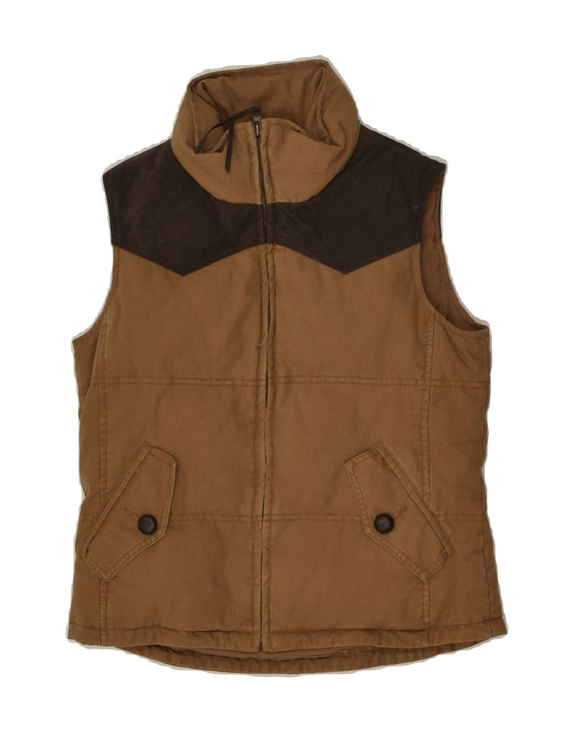 MASSIMO DUTTI Womens Padded Gilet UK 10 Small Brown Colourblock Cotton | Vintage Massimo Dutti | Thrift | Second-Hand Massimo Dutti | Used Clothing | Messina Hembry 