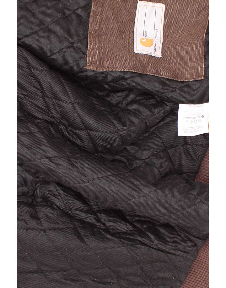 Carhartt Boys Hooded Bomber Jacket 7-8 Years Small Brown Cotton