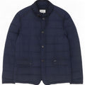 Zara Mens Padded Jacket UK 38 Medium Navy Blue Polyester