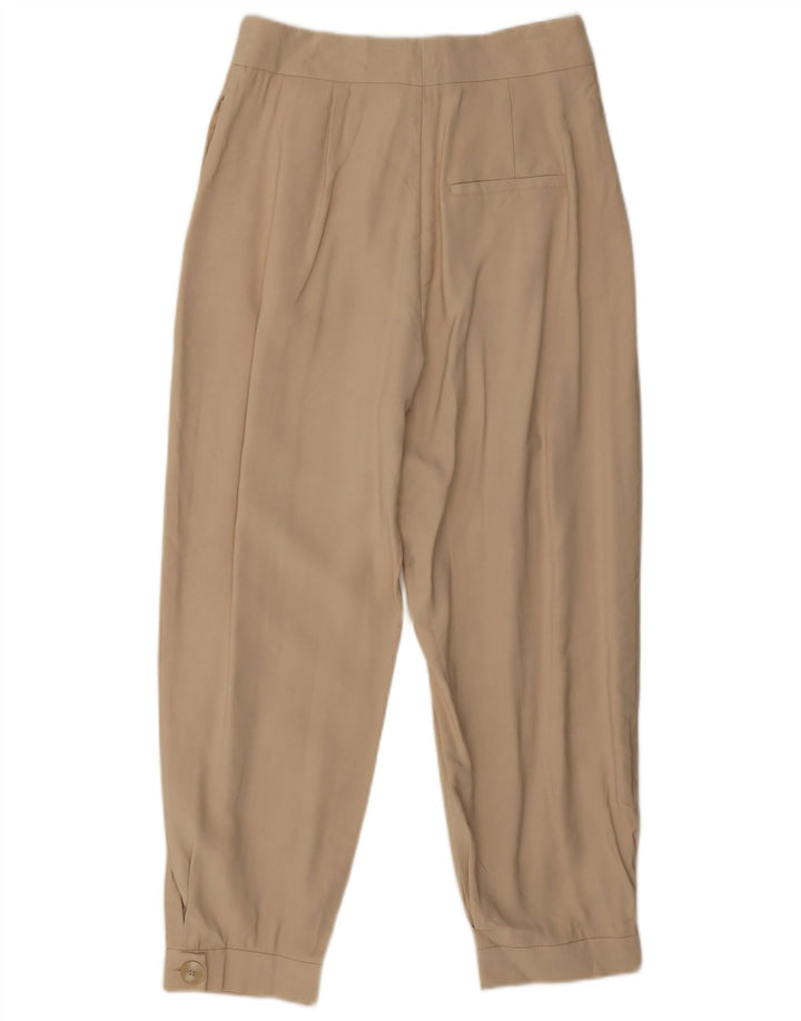 Zara Womens Pegged Cropped Trousers Small W26 L25 Beige Viscose