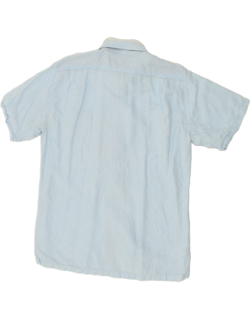 EDDIE BAUER Mens Classic Fit Short Sleeve Shirt Medium Blue Linen | Vintage Eddie Bauer | Thrift | Second-Hand Eddie Bauer | Used Clothing | Messina Hembry 