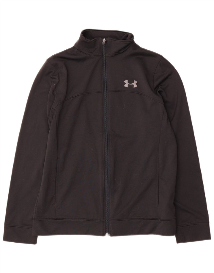 Under Armour Boys Tracksuit Top Jacket 11-12 Years Large Black Polyester