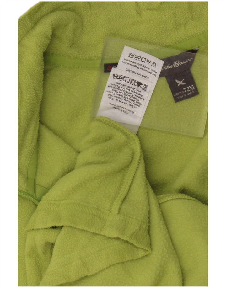 EDDIE BAUER Womens Zip Neck Fleece Jumper UK 20 2XL Green Polyester