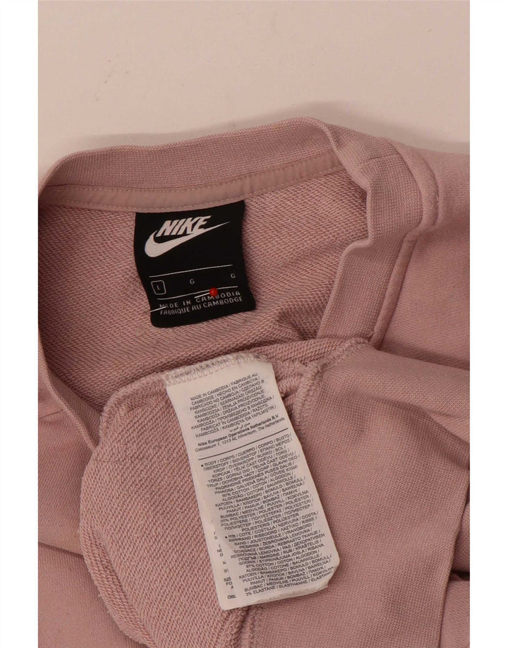 Nike Womens Sweatshirt Jumper UK 16 Large Pink Cotton