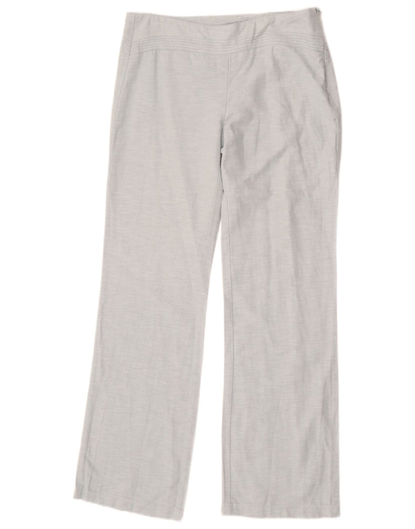 Zara Womens Straight Casual Trousers EU 42 Large W32 L32 Blue Ramie