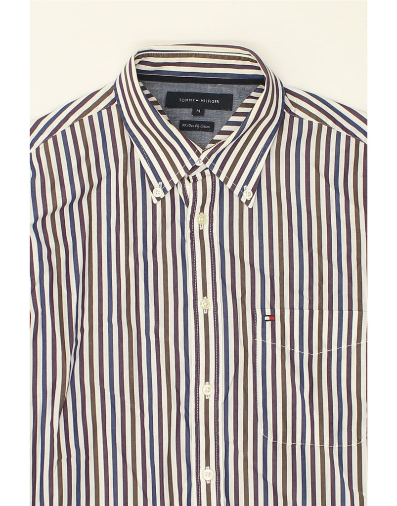 TOMMY HILFIGER Mens 80'S Two Ply Shirt Medium Multicoloured Striped Cotton | Vintage Tommy Hilfiger | Thrift | Second-Hand Tommy Hilfiger | Used Clothing | Messina Hembry 