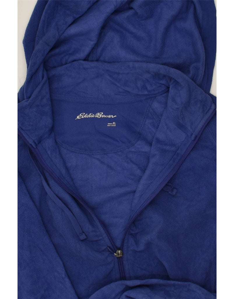 EDDIE BAUER Womens Hooded Fleece Jacket UK 18 XL Navy Blue Polyester | Vintage Eddie Bauer | Thrift | Second-Hand Eddie Bauer | Used Clothing | Messina Hembry 