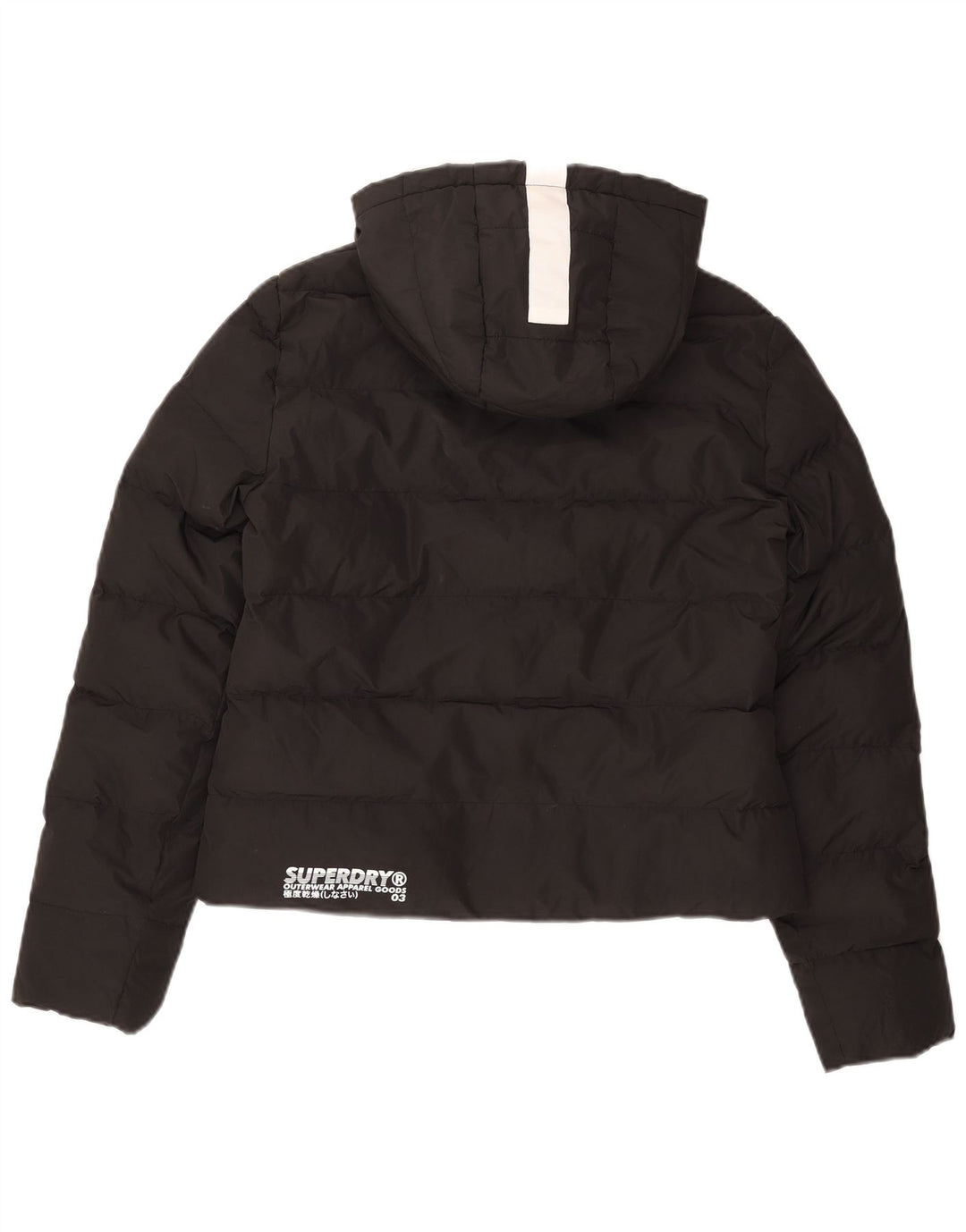 Superdry Womens Oversized Crop Hooded Padded Jacket UK 8 Small Black