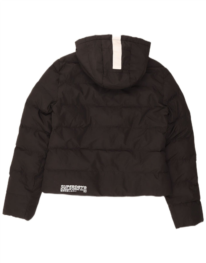 Superdry Womens Oversized Crop Hooded Padded Jacket UK 8 Small Black