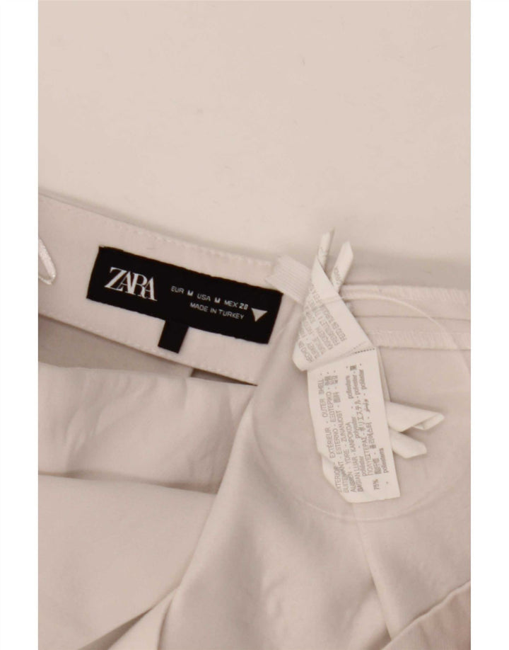 Zara Womens High Waist Casual Shorts Medium W28 Off White Polyester