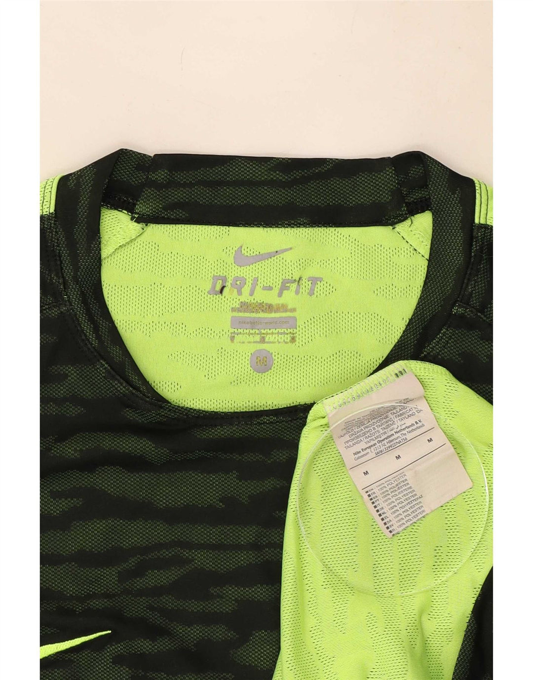 Nike Mens Dri Fit T-Shirt Top Medium Green Camouflage Polyester