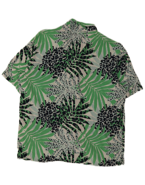 Jack & Jones Mens Short Sleeve Shirt Small Green Floral Viscose Beach