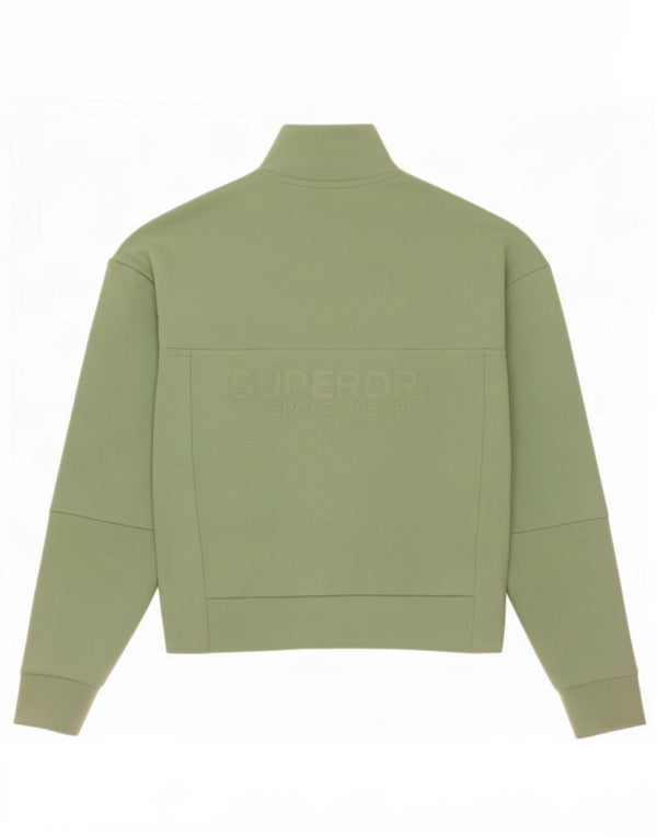 Superdry Womens Oversized Graphic Zip Neck Sweatshirt Jumper UK 6 XS Green
