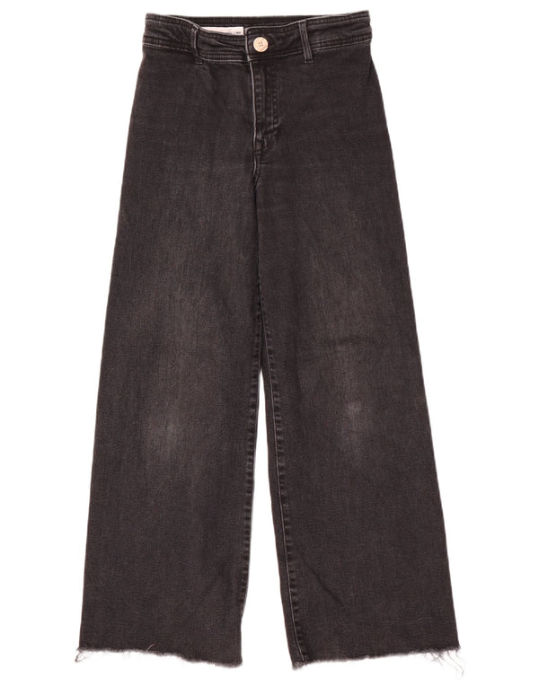 Zara Girls Wide Leg Jeans 11-12 Years W26 L26 Grey Cotton