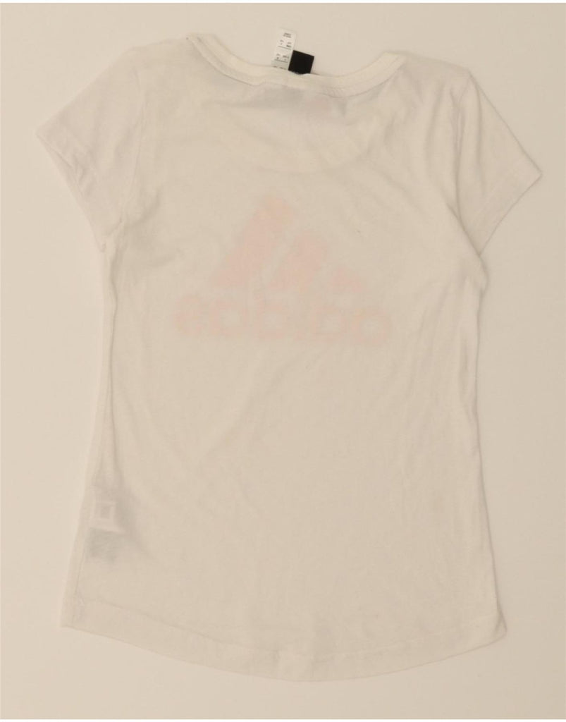 ADIDAS Girls Graphic T-Shirt Top 9-10 Years White Polyester Vintage Adidas and Second-Hand Adidas from Messina Hembry 