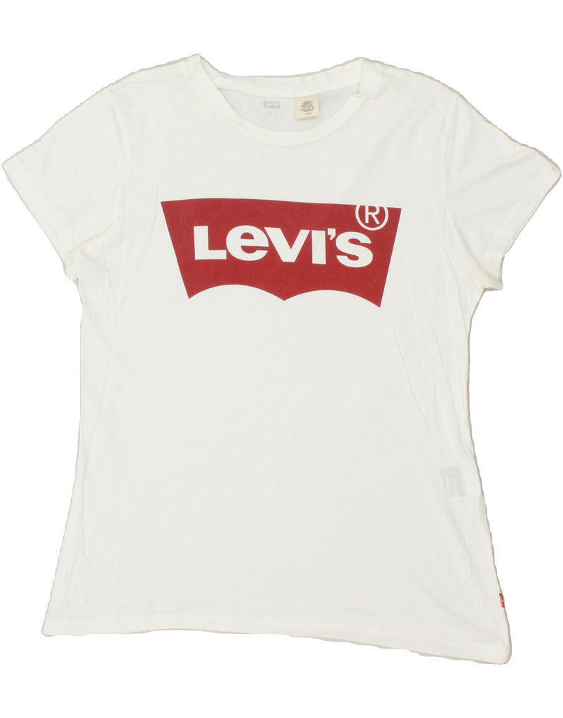 LEVI'S Womens Graphic T-Shirt Top UK 10 Small White | Vintage Levi's | Thrift | Second-Hand Levi's | Used Clothing | Messina Hembry 