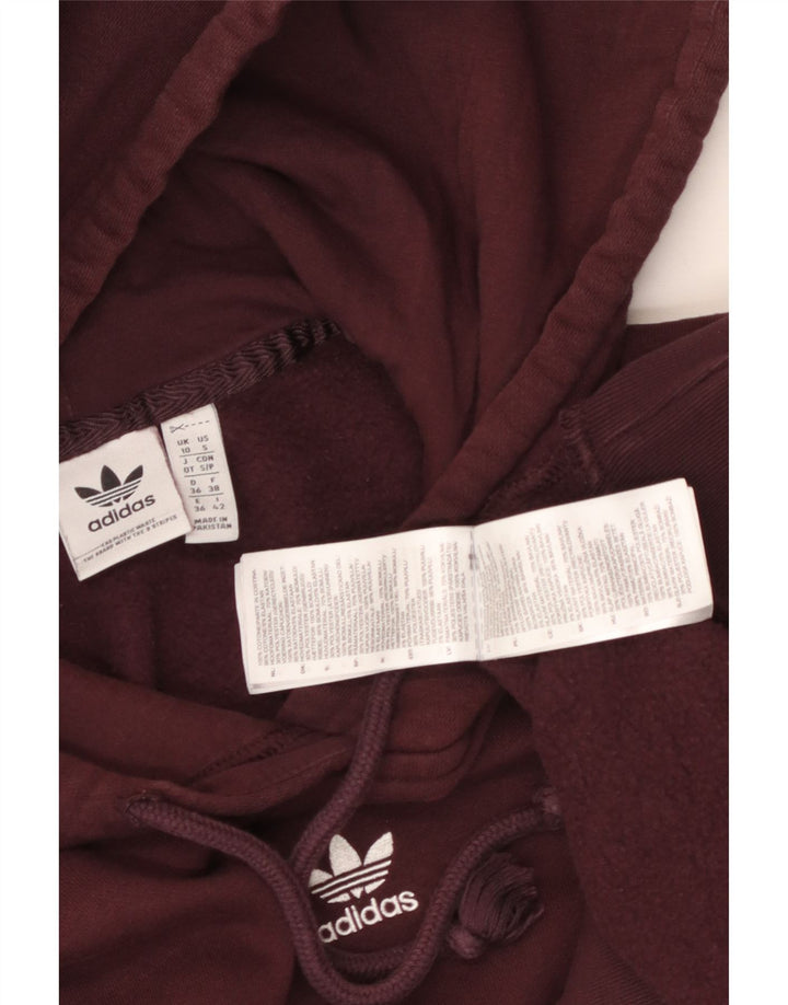 ADIDAS Womens Oversized Hoodie Jumper UK 10 Small Burgundy Cotton