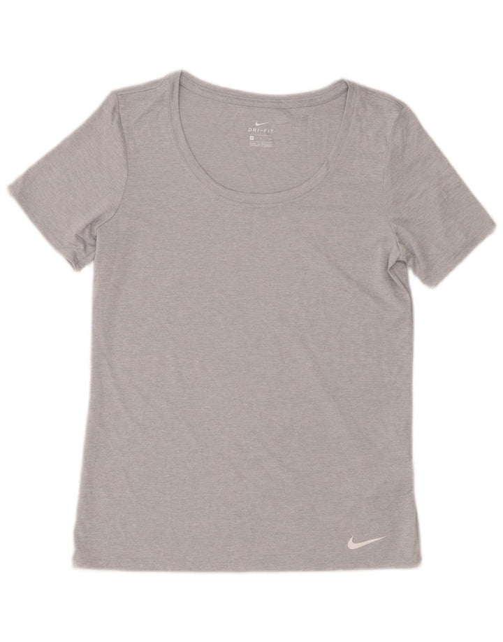 Nike Womens Dri Fit T-Shirt Top UK 10 Small Grey Flecked Polyester