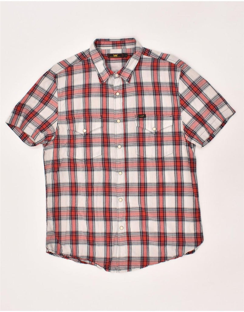 LEE Mens Slim Short Sleeve Shirt Large Red Check Cotton | Vintage Lee | Thrift | Second-Hand Lee | Used Clothing | Messina Hembry 