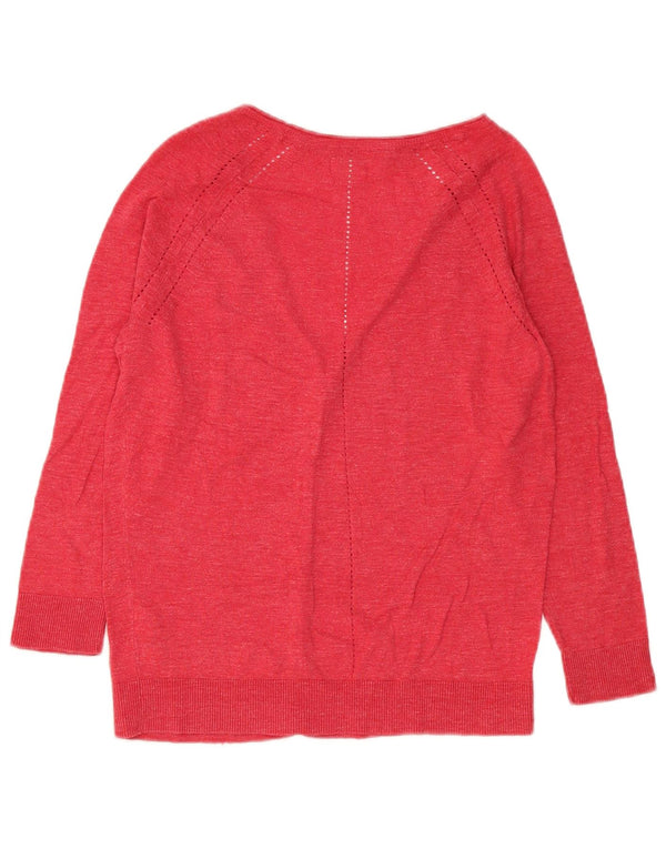 Fat Face Womens Cardigan Sweater UK 10 Small Red Flecked Cotton