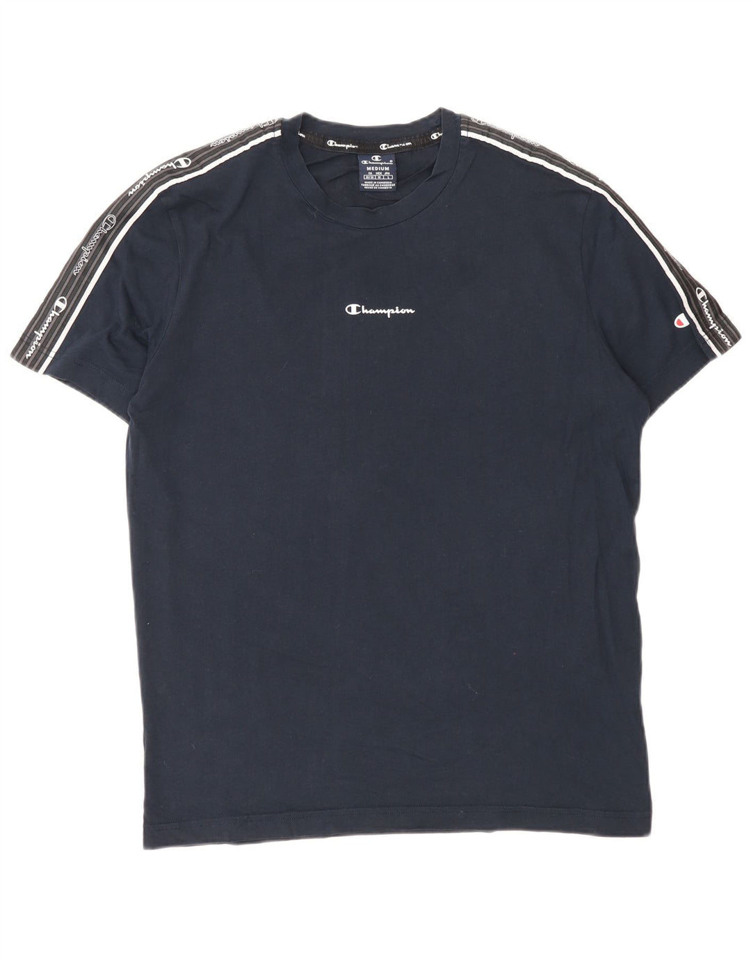 Champion Mens Graphic T-Shirt Top Medium Navy Blue Cotton