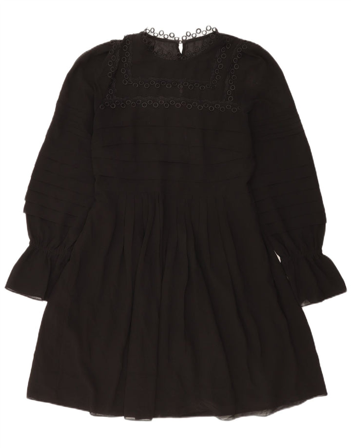 Ted Baker Womens Long Sleeve A-Line Dress Size 2 Small Black Polyester