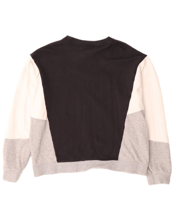 NIKE Womens Oversized Sweatshirt Jumper UK 16 Large Black Colourblock