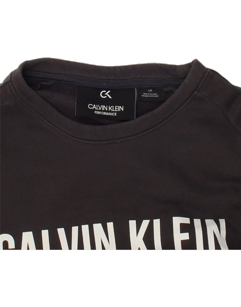 CALVIN KLEIN Mens Graphic Sweatshirt Jumper Large Black Cotton | Vintage Calvin Klein | Thrift | Second-Hand Calvin Klein | Used Clothing | Messina Hembry 