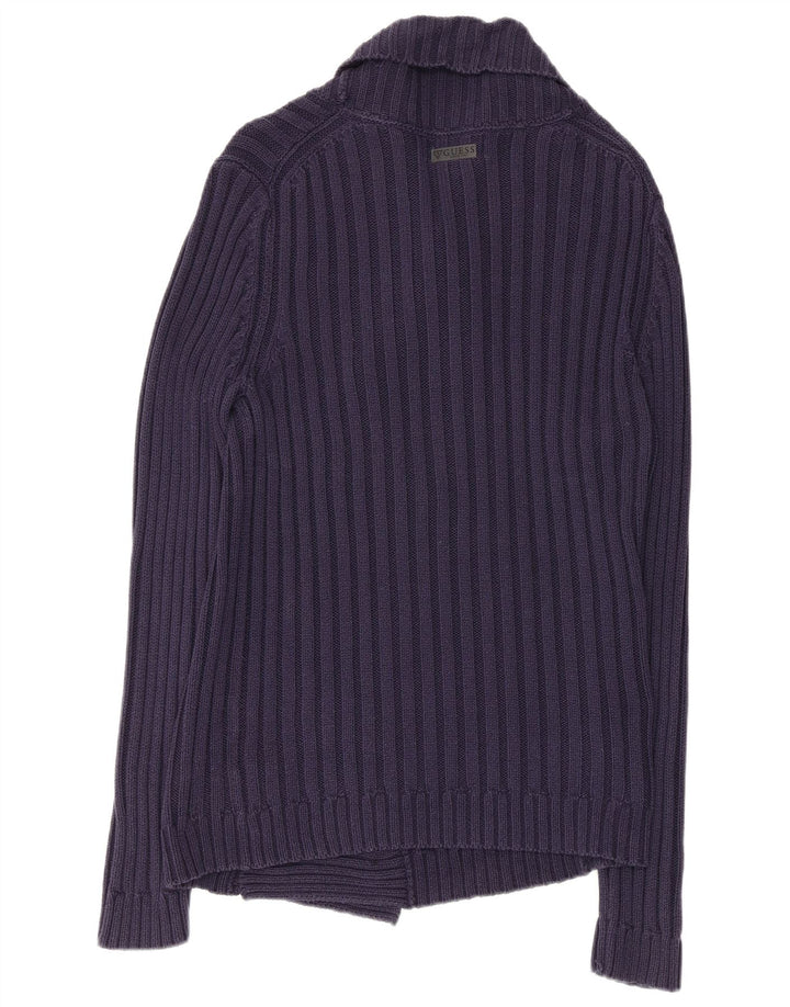 GUESS Womens Cardigan Sweater UK 14 Large Navy Blue Cotton