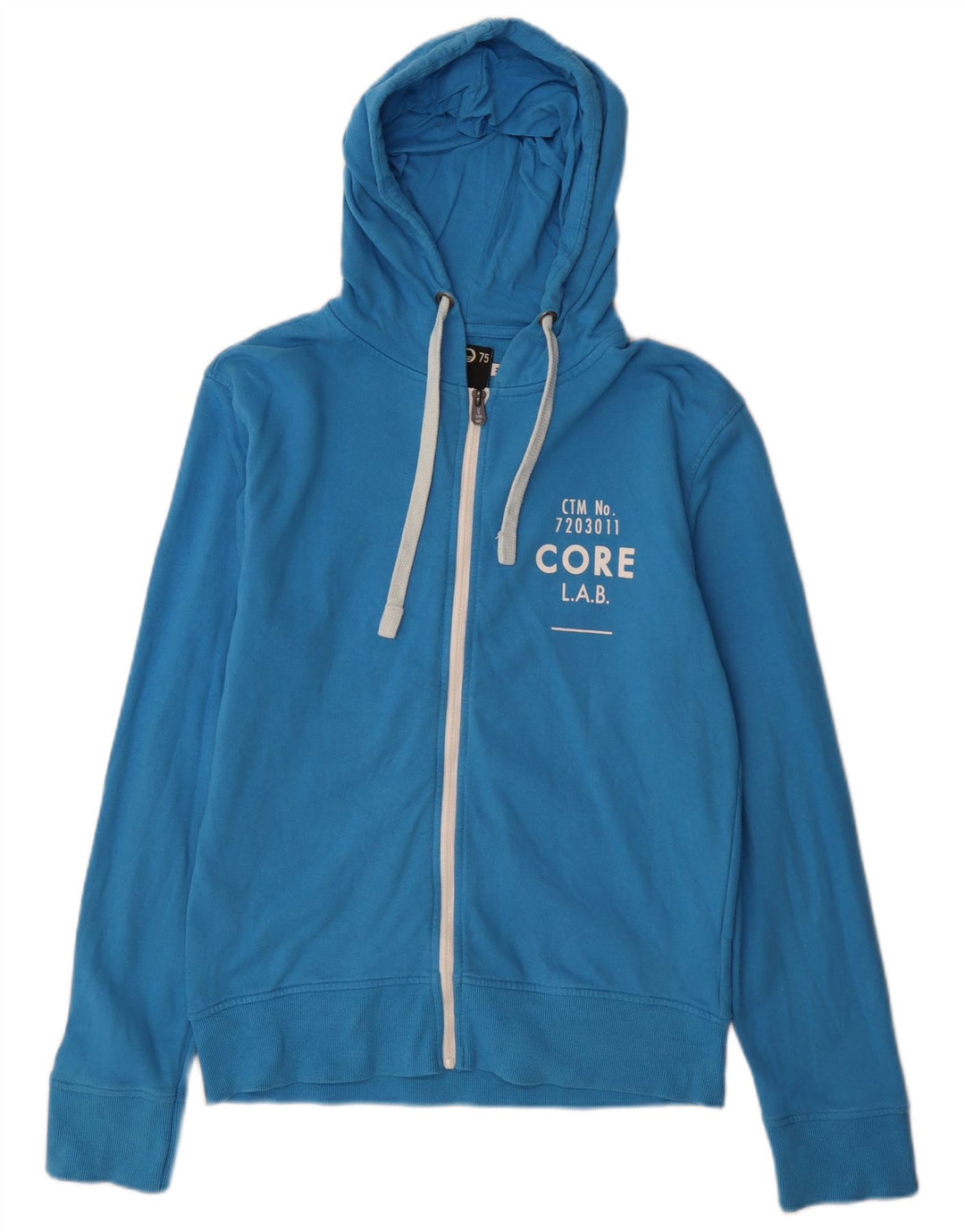 Jack & Jones Mens Graphic Zip Hoodie Sweater Medium Blue Cotton