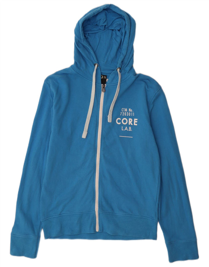 Jack & Jones Mens Graphic Zip Hoodie Sweater Medium Blue Cotton