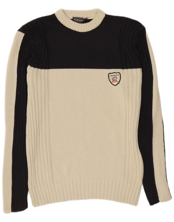 PORT LOUIS Mens Crew Neck Jumper Sweater IT 56 XL Navy Blue Colourblock