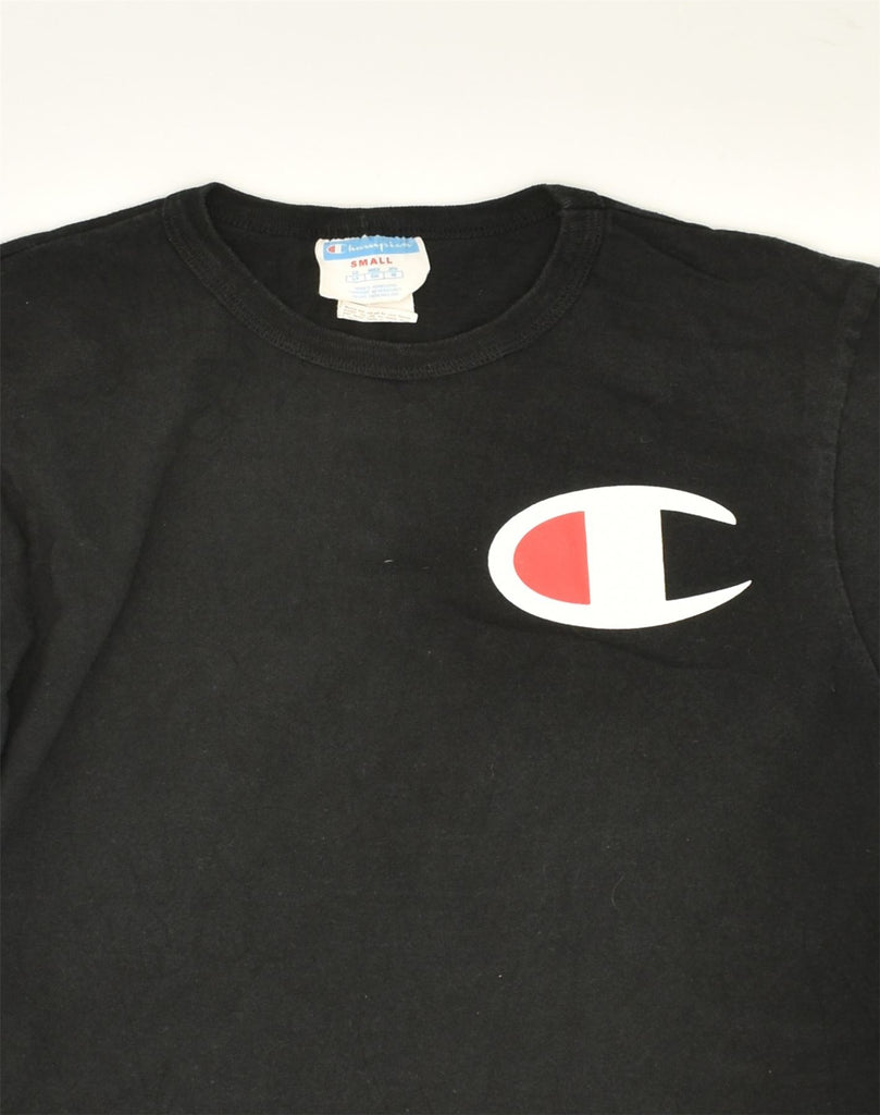 CHAMPION Mens Graphic Top Long Sleeve Small Black Cotton | Vintage Champion | Thrift | Second-Hand Champion | Used Clothing | Messina Hembry 