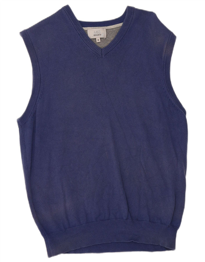 Marks & Spencer Mens Regular Fit Vest Tank Top Medium Blue Cotton