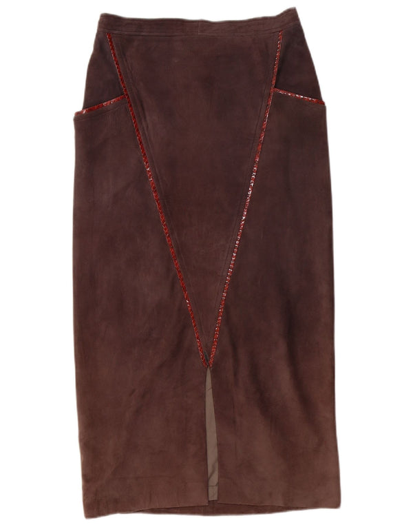 Vintage Womens Suede Skirt Medium W28 Purple