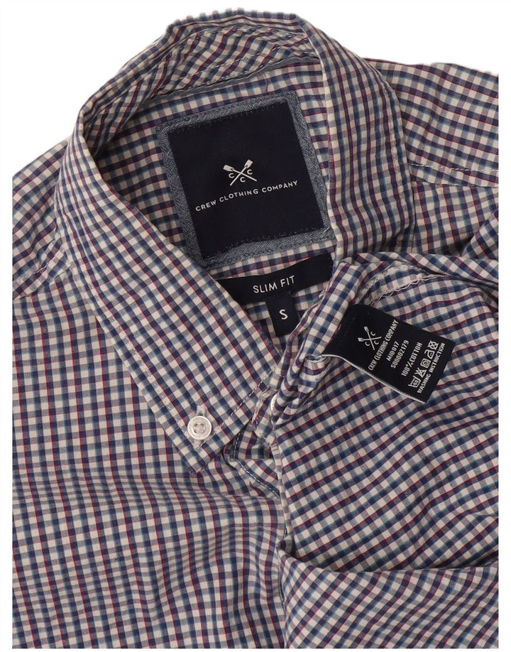Crew Clothing Mens Slim Fit Shirt Small Navy Blue Gingham Cotton
