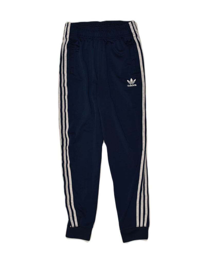 ADIDAS Girls Tracksuit Trousers Joggers 12-13 Years Navy Blue Polyester | Vintage Adidas | Thrift | Second-Hand Adidas | Used Clothing | Messina Hembry 