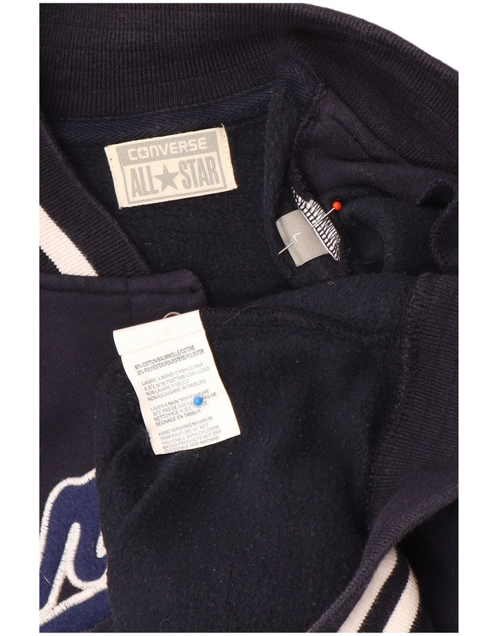 Converse Mens Graphic Varsity Jacket UK 40 Large Navy Blue Colourblock