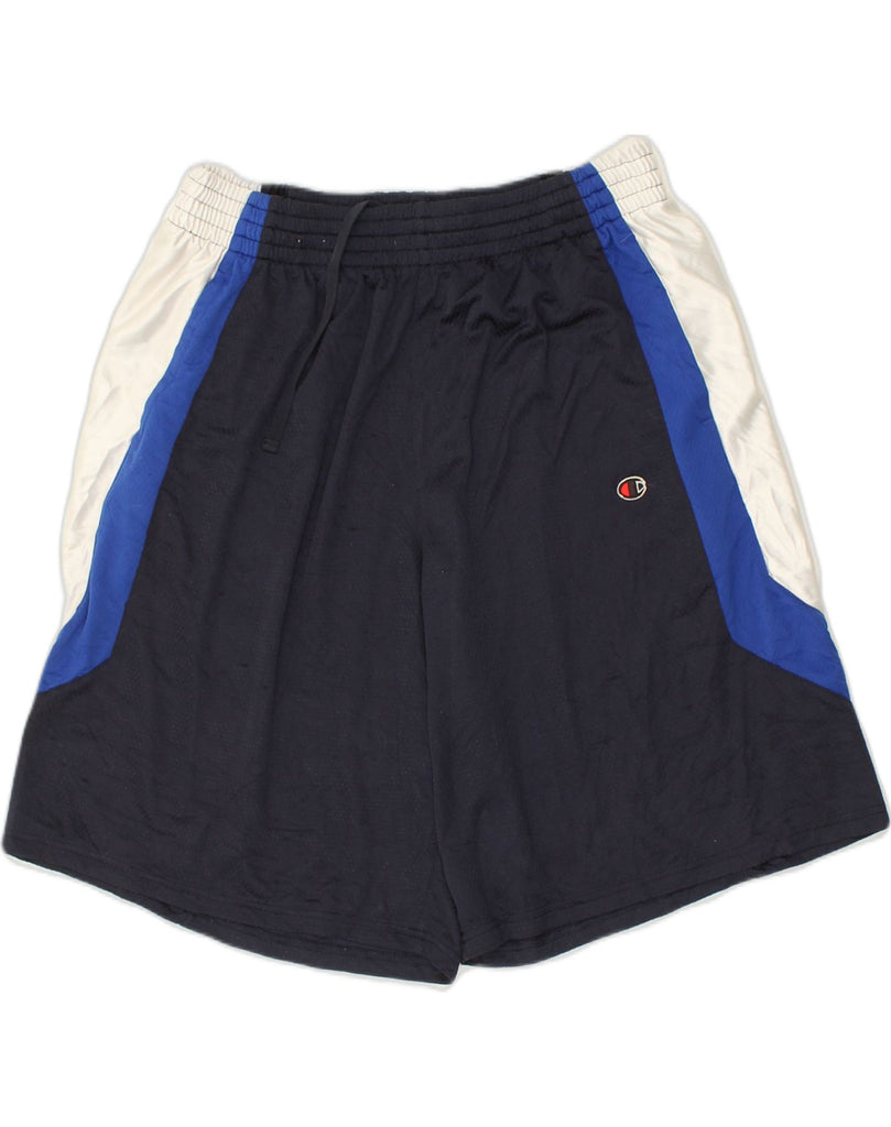 CHAMPION Mens Sport Shorts XL Navy Blue Colourblock | Vintage Champion | Thrift | Second-Hand Champion | Used Clothing | Messina Hembry 