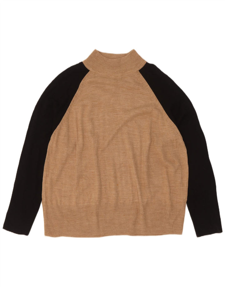 Marks & Spencer Mens Turtle Neck Jumper Sweater Large Beige Colourblock