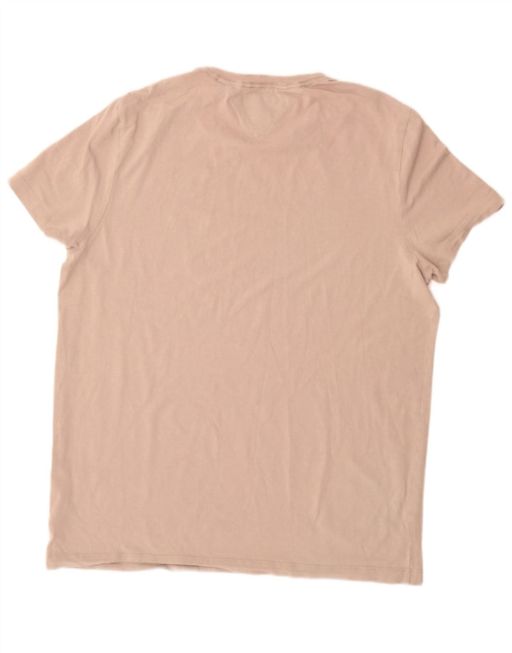 TOMMY HILFIGER Mens Extra Slim T-Shirt Top 2XL Beige Cotton