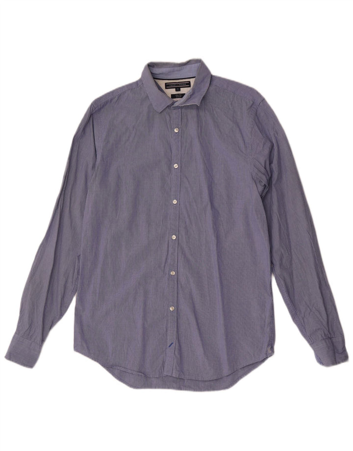 Tommy Hilfiger Mens Slim Fit Shirt Medium Blue Gingham Cotton